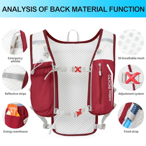 Image of INOXTO Running Hydration Vest Backpack,Lightweight Insulated Pack with 1.5L Water Bladder Bag Daypack for Hiking Trail Running Cycling Race Marathon for Women Men