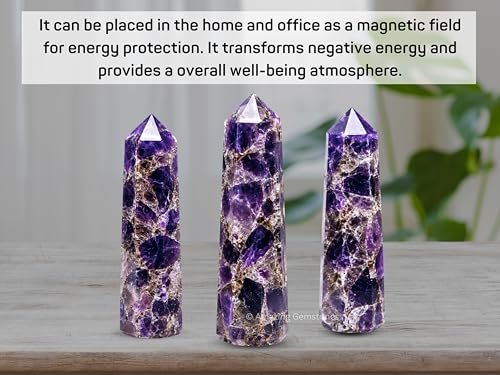 Image of Amazing Gemstone Dreamy Amethyst Crystal Towers - Natural Healing Crystal Point Obelisk for Reiki Healing and Crystal Grid (3 inch to 4 inch INCH)