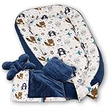 PaLulli Premium 5-delige set babynestjes, 95 x 55 cm, uitneembare inleg, knuffelnest, kruipdeken, inzet, bed, baby's, pasgeborenen, 100% katoen en fluweel, Oeko-Tex