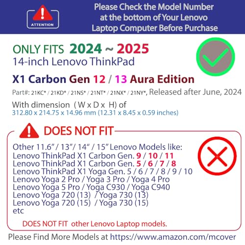 Image of mCover Hard Case ONLY Compatible for 2024-2025 14 inch Lenovo ThinkPad X1 Carbon Gen 12 /13 Windows Notebook PC (with 180-degree Hinge, NOT Fitting Any Other Lenovo Models) - Clear