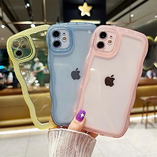 Image of Compatible with iPhone 11 Case 6.1 inch 2019, Cute Kawaii Curly Wave Frame Shape Soft Silicone Shockproof Protective Phone Cover for Women Girls, Clear /Black