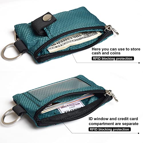 Image of CHENSPRX Minimalist RFID Blocking Small Wallet with ID Window,WaterResistant Zip Id Case Wallet with Lanyard Keychain for Cards,Cash,Travel,Women,Men