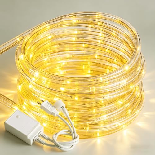 Image of 50ft Rope Lights For Outside, Connectable & Flexible Tube Lights with 8 Modes Controller,Waterproof Warm White LED Rope Lighting for Deck,Garden,Pool,Patio,Party Indoor & Outdoor Landscape Strip Light