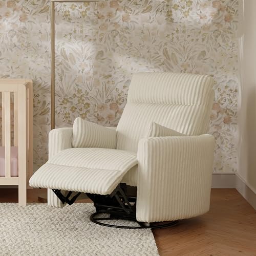 Image of DaVinci Atlas Upholstered Recliner & Swivel Glider, Cream Cozy Corduroy