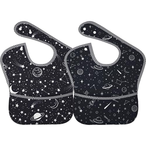 Image of Qwalnely Bibs Cute Baby Stuff 2Packs for 6-24 Months Waterproof Washable Fabric