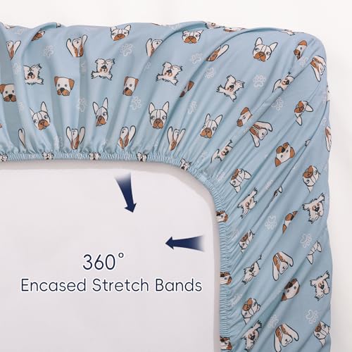 Image of PHF 3 Pack Soft Mini Crib Sheets, Pet Dogs Pack N Play Sheets for Baby Boys Girls, No Slip Universal Fit for Pack N Play, Playard, Portable and Mini Crib Mattresses, Pet Dogs