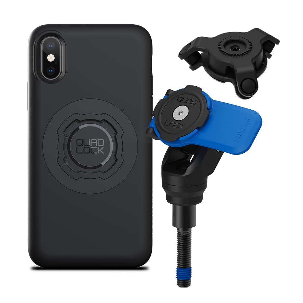 Quad Lock Handlebar Clamp Motorcycle Phone Mount with Vibration Dampener and MAG Phone Case for iPhone X/XS