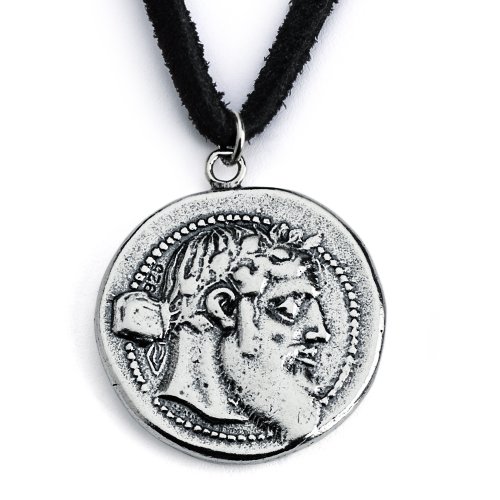 Sterling Silver Handcrafted Dionysus God of Wine Coin Necklace