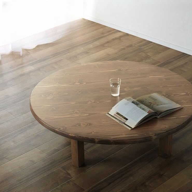 昭和レトロ古い木製丸ローテーブル丸ちゃぶ台