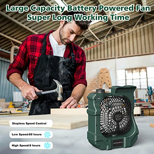 Camping Fan - Rechargeable Camping Fans for Tents Battery Operated Work as Power Bank - USB Fan Camping With LED Light & 270° Auto Rotation - Portable Fan for Camping Outdoor Travel Picnic Fishing - Image 5