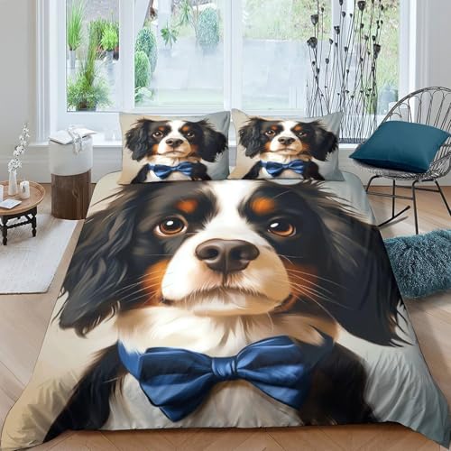 Housse de couette 3D Cavalier King Charles microfibre 220x240cm