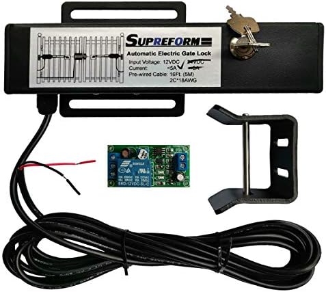 Supreform Universal 12VDC(NOT 24VDC) Outdoor Automatic Electric Gate Lock for Swing Gate Opener Operator Automatic Gate Openers, Fail Secure Gate Lock, UL Listed Cable