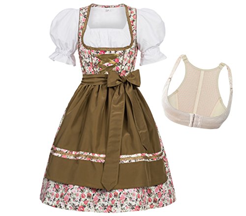 Gaudi-Leathers Dirndl Set Josie Traje Tradicional de Tirolesa Vestido Moda Alemana de Oktoberfest carnevale para Mujer con Push-Up Shaper 38 L