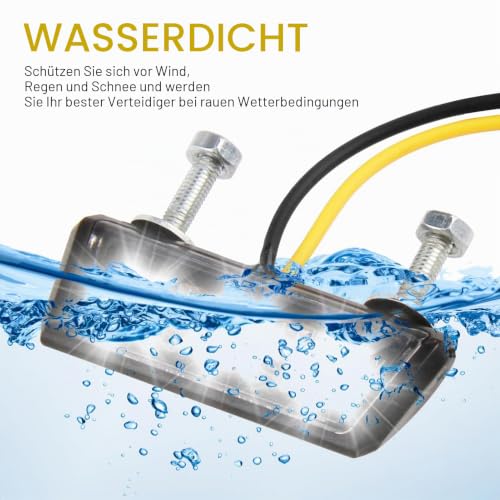 2 Stück Universelle 12V Wasserdichte LED-Kennzeichenbeleuchtung mit 3 SMD LED Mini Lampe Super Weiß Hell für Motorräder und Quads