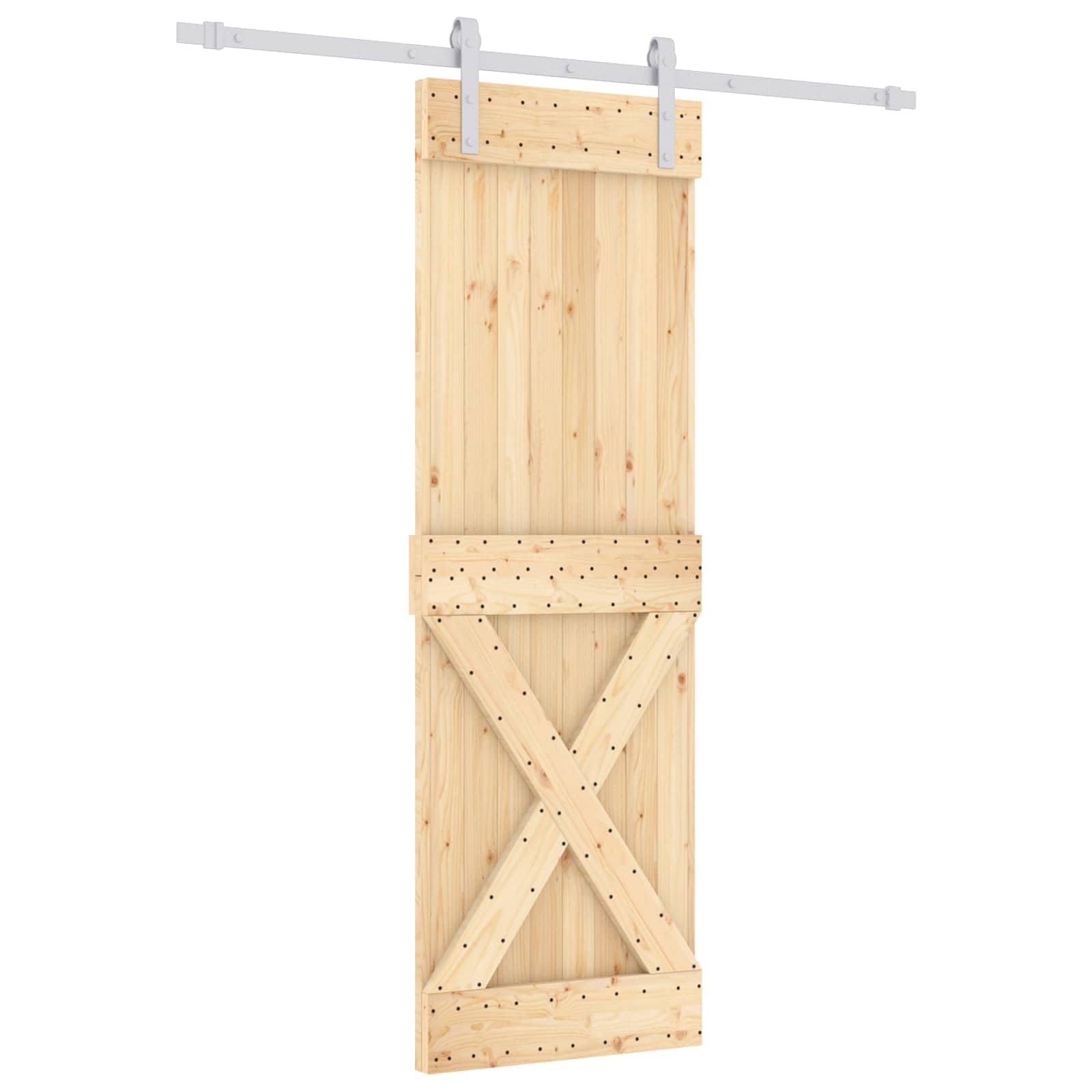 Puerta corredera de madera de pino, blanco y E, 70 x 210 cm