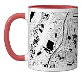 KEWR Newark Liberty International Airport B&W Airport Map Ceramic Mug, Red/White