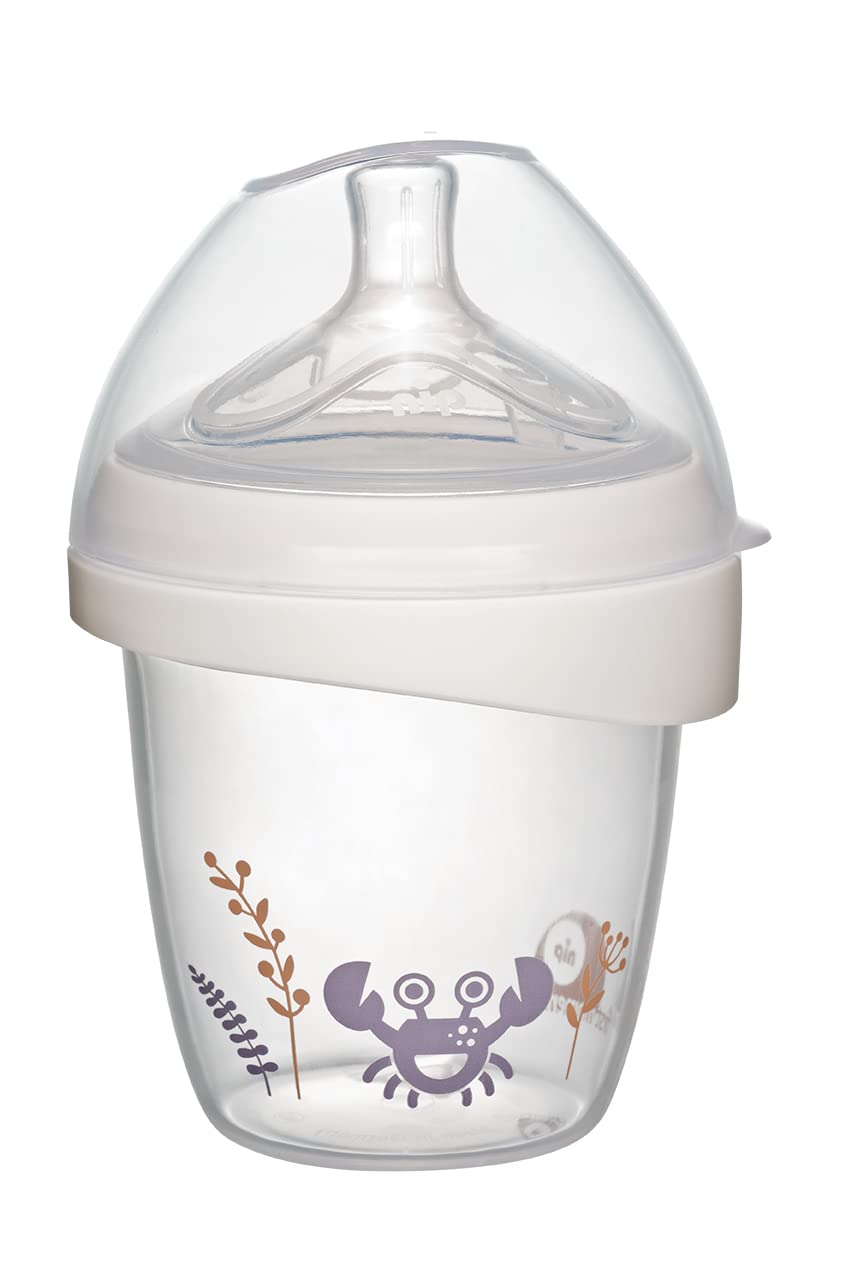 NIP First Moments Baby Bottle Silicone: 150 ml, S Teat, with Extra Wide Lip Support Especially for Newborns