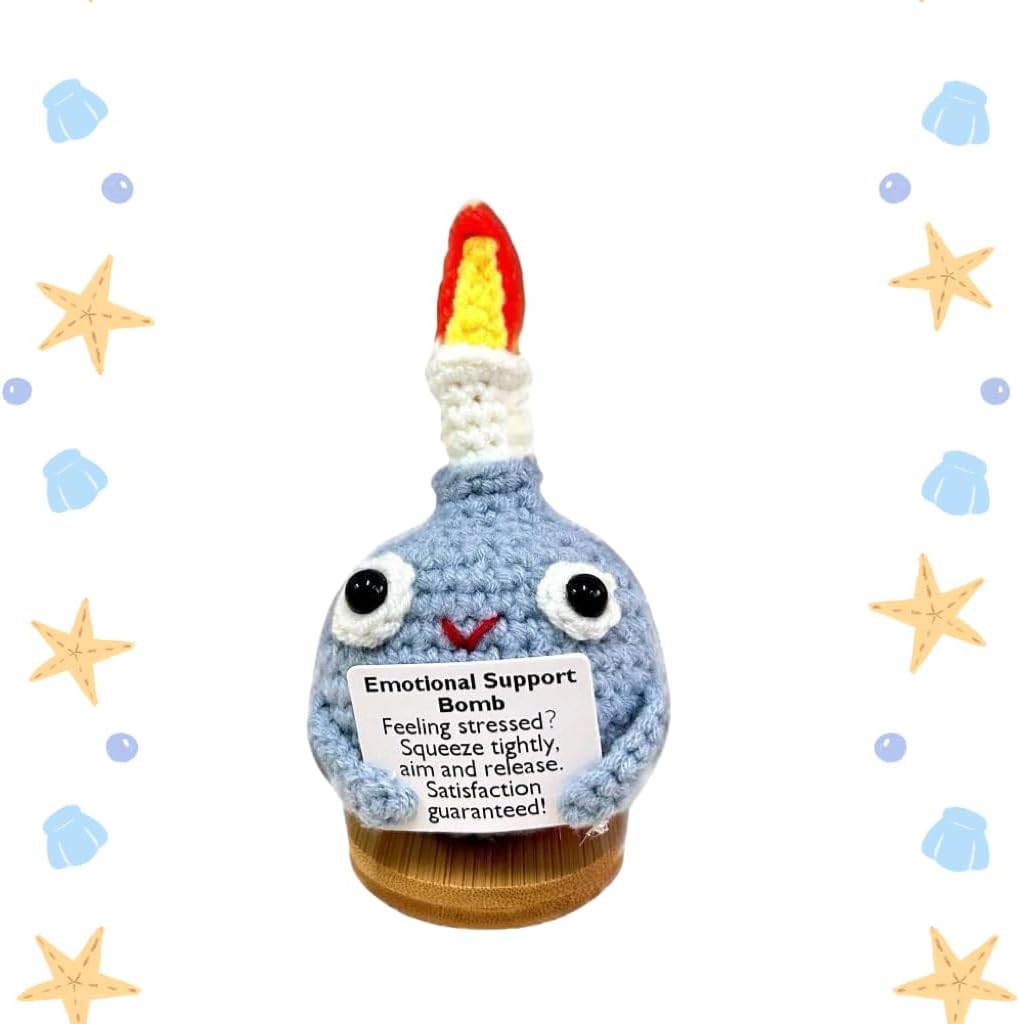 Emotional Support (Grey) Bomb - Crochet Stress Relief Novelty