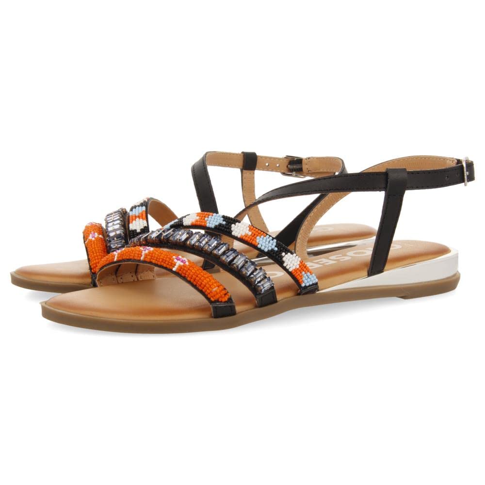 GIOSEPPO Legazpia Women's White Strappy Sandals with Multicolor Stones, multicoloured, 7 UK