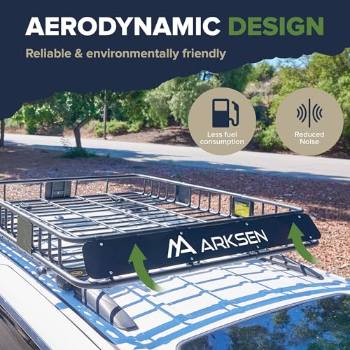 ARKSEN 84 x 50 x 6 Inch Universal Extra Wide 150LB Heavy Duty Roof Rack Cargo with Extension Car Top Luggage Holder Carrier Basket for SUV, Truck, & Car Steel Construction