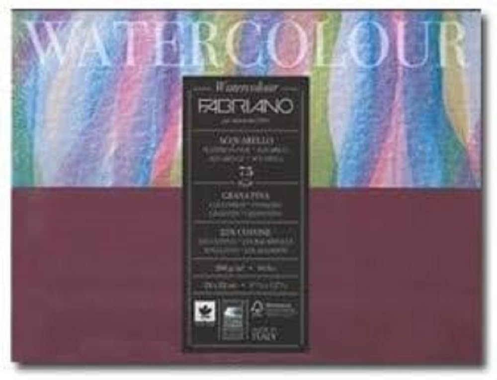 Honsell 17523040 - Fabriano Watercolour Aquarellkarton Jumboblock kopfgeleimt, 200 g/m², 30 x 40 cm, 75 Blatt, naturweiß, Feinkorn, säurefrei, samtartige Oberfläche