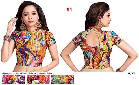 Multi Printed Designer Lycra Crop Top Women Choli Blouse Stretchable Party Formal Plus Size L XL XXL