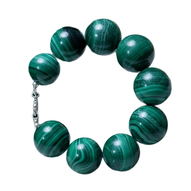 Bracelet en malachite naturelle LKBEADS | Pierre de taille lisse et bijou fait main haut de gamme