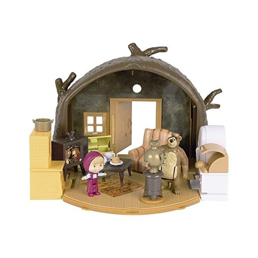 Playset Casa del Oso de Masha y el Oso con 2 figuras y accesorios (Simba 9301632)