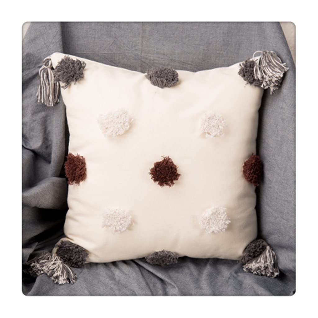 MFJGHU Geometric Tassels Cushion Cover Tuft Woven Pillowcase White Black Pillow Home Sofa Decoration 45x45cm(Style A)