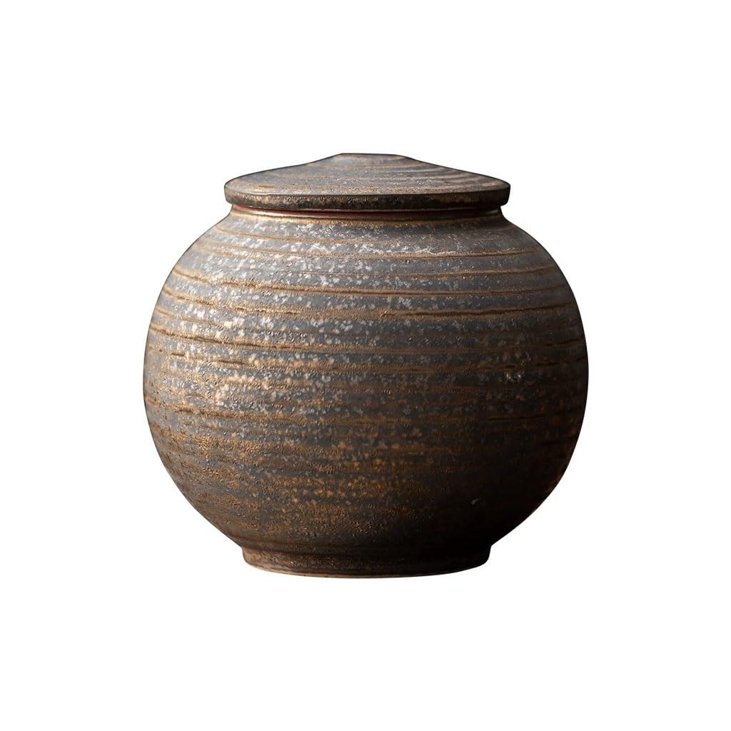 ENGENDER Tea Storage Jar Chinese Retro Coarse Pottery Tea Can Household Kung Fu Set Storage Small