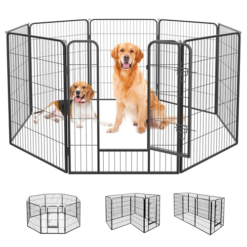 FDW-Dog-Playpen-Dog-Pen-Dog-Kennel-8-Panels-40-Inch-Hight-Indoor-Outdoor-Folding-Metal-Portable-Puppy-Exercise-Pen-Heavy-Duty-Dog-Fence-for-Yard-CampingBlack