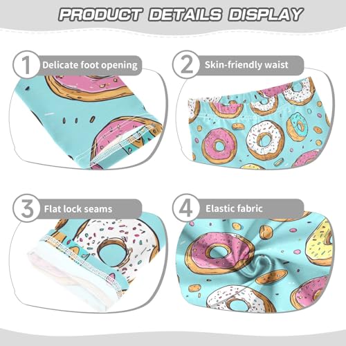 Colorful Donuts Blue Girls Casual Leggings for Kids Printed Long Pant Bottoms Stretch and Soft3