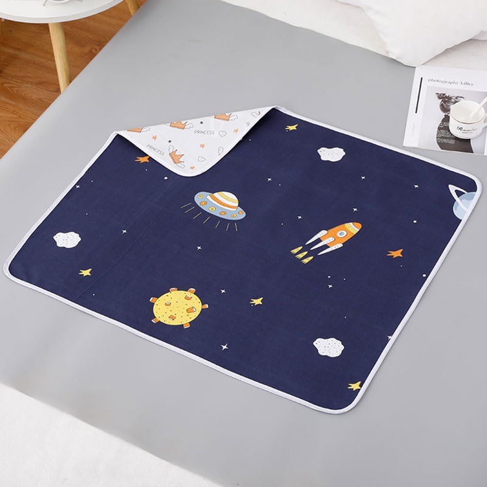 2Pcs Reusable Incontinence Bed Pads, Washable Incontinence Sheets Quilted Premium Double-Sided Bed Mats for Incontinence Absorbent Protector for Kids Adults Elderly (Cosmos,100x140cm)