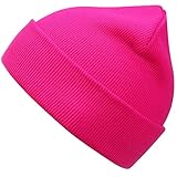 MaxNova Slouchy Beanie Cap Knit hat for Men and Women (neon hot Pink)