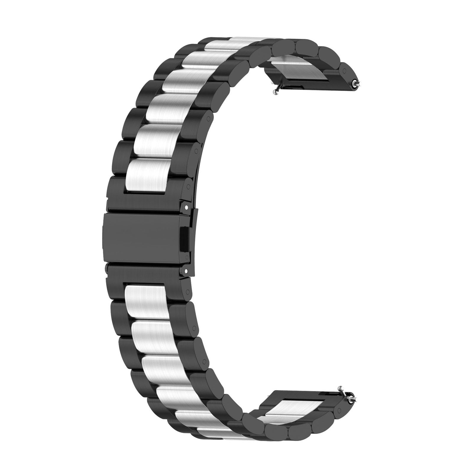 20mm Watchband Compatible with Garmin Vivomove Luxe Straps, Stainless Steel Adjustable Replacement Strap Metal Wrist Strap Bracelet for Garmin Vivomove Luxe (Black/Silver)