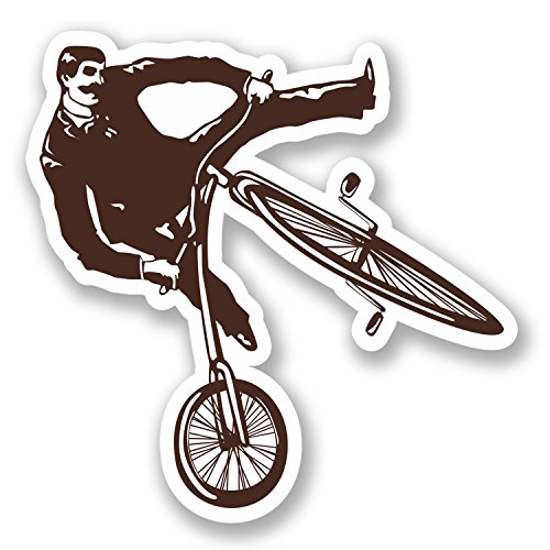 2 x Stunt Bike Rider Vinyl Sticker Decal Bike Laptop Sticker Bomb BMX Joke #5432 (10cm x 10cm)