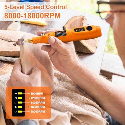 Image of GOXAWEE Mini Cordless Rotary Tool Kit, 105Pcs Small Grinder Drill Set | 5-Speed 18000RPM USB Wireless Mini Drill for DIY Cutting, Drilling, Engraving, Grinding, Sanding, Polishing Craft Projects