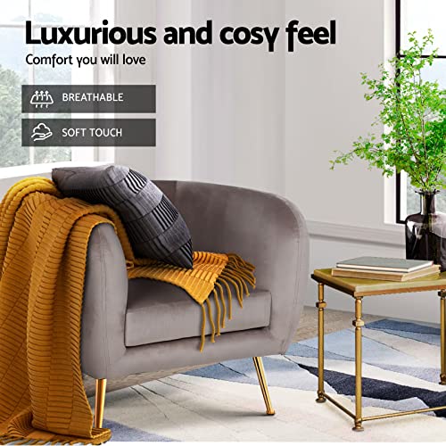 image for Artiss Armchair Lounge Chair Velvet - Beige