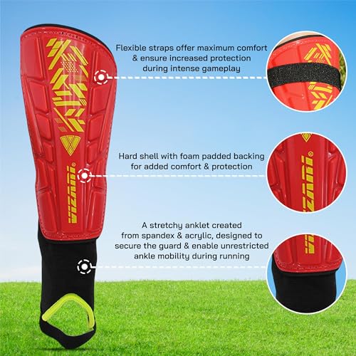 image for Vizari Malaga Shin Guards for Kids, Youth, Adults – Lightweight Socc