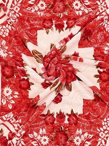 Image of Monte Carlo Regal Gold Double Bed Winter Blanket Single Ply 510 GSM | 2.5 KG (210 x 205 CM) Red