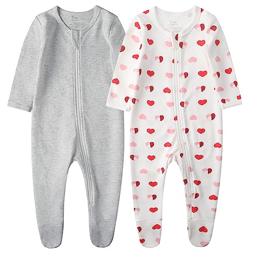 Image of O2 BABY Baby Boys Girls Organic Cotton Zip-Front Sleeper Pajamas, Footed Sleep 'n Play