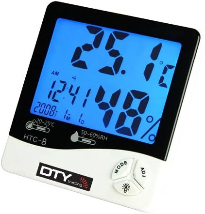 DTY Trading Backlit LCD Digital Temperature Humidity Meter Thermometer with Blue Backlight