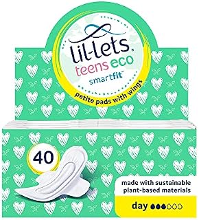Lil-Lets Teens Eco Day Pads, 1 Pack of 40 Petite Pads