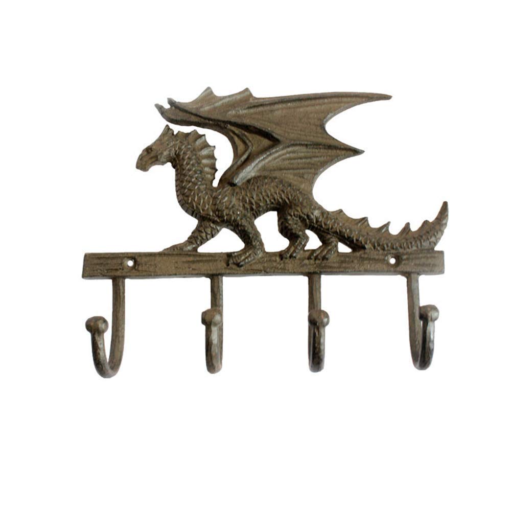 TentHome Cast Iron Dragon Wall Hanger with 4 Hooks