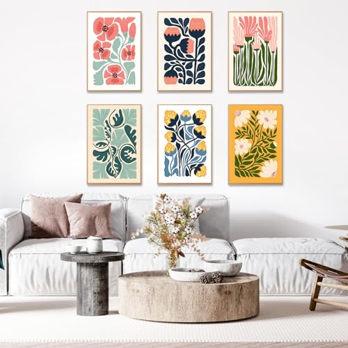 Image of 6 Pack Paint by Numbers Kit for Adults Beginner, Flower Adult Paint by Number Kits on Canvas Without Frame, Easy Flowers DIY Acrylic Oil Painting by Numbers Kits, Perfect for Home Decor 8x12 Inch