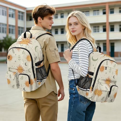 Mochila de viaje grande bohemia de sol y luna para portátiles de 17.5 pulgadas y universidad 7