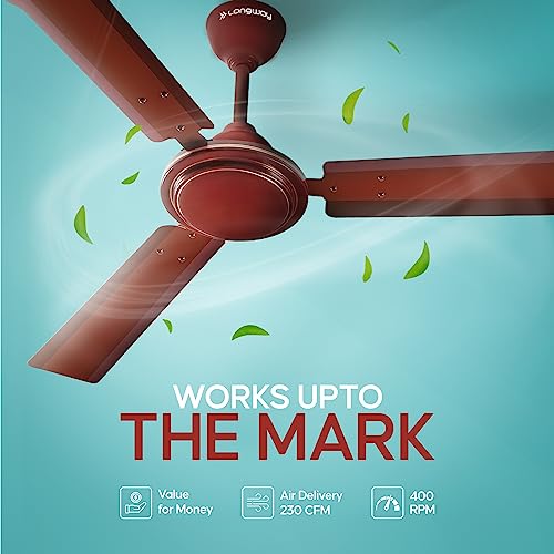 Image of LONGWAY Nexa P1 1200 mm /48 inch Ultra High Speed 3 Blade Anti-Dust Decorative Star Rated Ceiling Fan (Brown, Pack of 1)