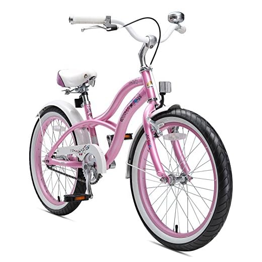 BIKESTAR Barncykel från 6 år med broms | cykel för pojkar och flickor 20" tum Cruiser | rosa