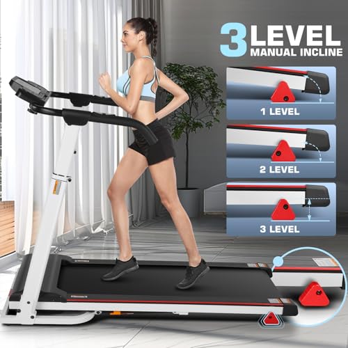 Image of Treadmill with Desk Workstation & Adjustable Height, 450 lbs Weight Capacity, Folding Treadmill with 5% /15% Incline, Bluetooth Speaker & App, Portable 3.5HP Walking Pad with Desktop for Home Office