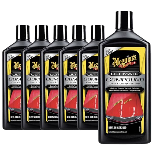 Meguiar's Ultimate Compound 15.2 oz 6 Pack Rubbing Compound Car Scratch Remover Paint Correction Compound Removes Scratches and Swirls, Clear Coat Safe for Single Stage Paint Detailing
